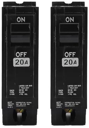 Interruttore Automatico Unipolare 20 A per Montaggio su Guida DIN, capacità di Interruzione di 10 KA, Protezione Magnetotermica per Centri di Carico Compatibili con GE, Quadri