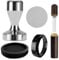 Hbbgdiy 5Pcs/Set 51mm Espresso Tamper Kit with Stainless Steel Distribution Tool, Silicone Mat, Espresso Puck Screen & 51mm Dosingring, Portable Coffee Accessories Set for Home & Café