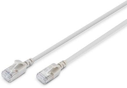 DIGITUS LAN Kabel Cat 6A – 10 m – Slim – F/FTP Geschirmt – Grau | 10 Gbit/s – PoE+ – AWG 32/7 – LSZH – RJ45 Netzwerkkabel Patchkabel – Kompatibel zu Cat 6 und Cat 7