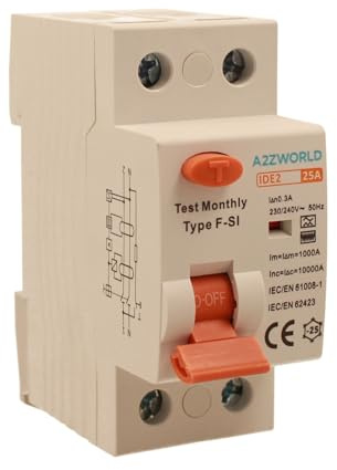Interruptor diferencial tipo F-SI superinmunizado, salvavidas 25 A, RCCB 0,3 A 1P + N 10 kA 300 mA 2 módulos, resuelve disparos no deseados por armónicas y sobretensiones impulsivas