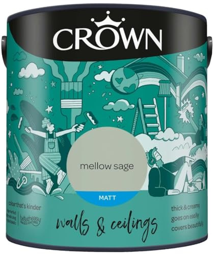 DRW Mellow Sage Matt Emulsion Paint 2.5L | Interior Wall and Ceiling Paint | Smooth Flat Matt Finish | Durable Everyday Room Paint for Living Room Bedroom Hallway and Dining Room