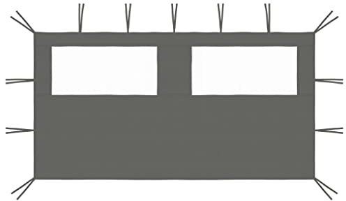 LoogCape Gazebo Side Wall with Windows 4 x 2 m Anthracite for Garden Gazebos, Patio Canopies, Party Tents, Balcony and Sun Protection, Weatherproof Polyester PVC Material, Easy Assembly