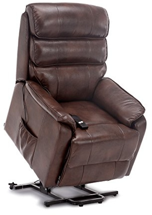 More4Homes BUCKINGHAM ELECTRIC RISE RECLINER LEATHER AIR RISER SOFA ARMCHAIR LOUNGE CHAIR (Brown)