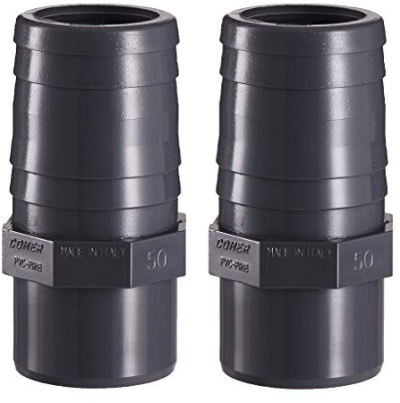 2 x well2wellness® PVC Druckschlauchtülle Achtkant mit Klebeanschluss 2 x 40 mm (107030)