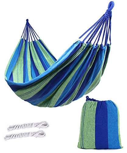 ValueHall Outdoor-weicher Baumwolle Stoff brasilianische Hängematte doppelte Breite 2 Person Reisen Camping Hängematte V7010 (Heißes Blau)