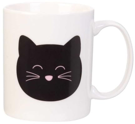 The Concept Factory, KA4188, Mug thermoreactif Original avec Design Chat, Change de Couleur au Contact de la Chaleur, en Porcelaine Durable, idéal pour café et thé, 30Cl, Noir/Rose