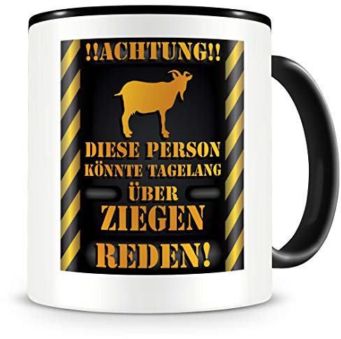 Samunshi® Ziegen Tasse mit Spruch Geschenk für Männer Frauen Kaffeetasse groß Lustige Tassen zum Geburtstag schwarz 300ml