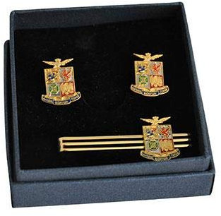 Giemme Ensemble de boutons de manchette et pince à cravate avec logo émaillé aéronautique militaire