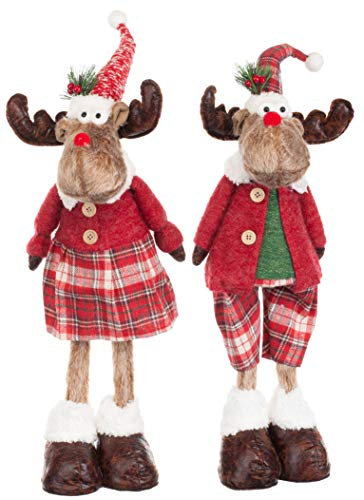 Brandsseller Weihnachts Wackel Elch 2er Set Figur Rentier Pärchen ca. 55 cm Design 3