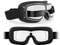 BERTONI Motorradbrille Schutzbrille für Harley Davidson Chopper und Scrambler aus schwarzem Leder und Chrom Rahmen mod. 188 (Transparente Linse + Optischer Adapter)