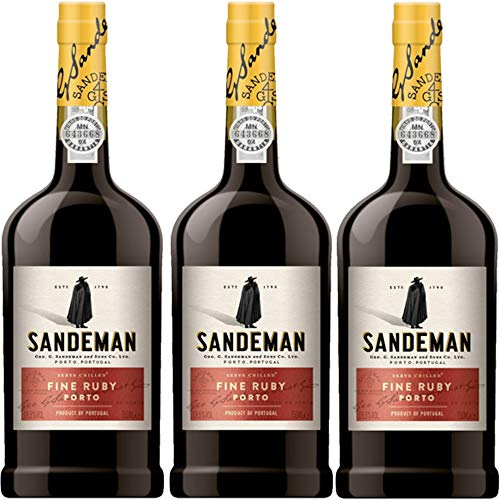 Porto Sandeman Fine Ruby | 3 Bottiglie 75cl | Vino Rosso Liquoroso Tipico del Portogallo | Idea Regalo