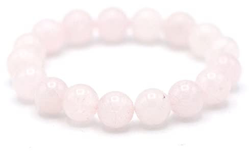 Miracles Minéraux Bracelet perle ronde 12 mm, pierre naturelle, création artisanale française, plus de 40 choix (Quartz rose 12 mm)