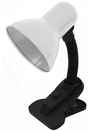 BEL AIR HOME - Lámpara Flexo con pinza de escritorio DEDALO - ideal para zonas de lectura y escritorios - Portalámparas E-27 cualquier bombilla E-27 (METAL BLANCO)