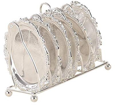 YRHH Banchetto Set da 7 Pezzi di sottobicchieri in Metallo Tazza Piattino Torta Snack Pan Tea Art Piattino tè pomeridiano Vassoio da Portata Oro/Argento-Silver