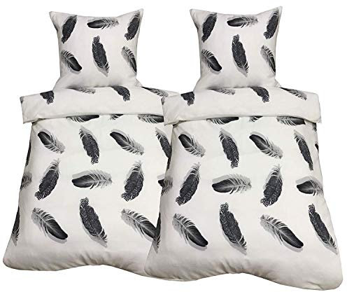Leonado Vicenti Fleece Bettwäsche 135x200 cm 80x80 cm 2teilig Feder Warme Garnitur Winter Set Bezug Kissen mit Reißverschluss