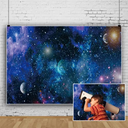 Renaiss 8x6ft Starry Sky Backdrop Nebula Universe Sparkling Outer Space Stars Science Photography Background Boy Kid Party Room Decorations Vinyl Studio Props Artistic Portrait Decorations Banner