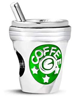 KunBead Jewelry Office Coffee Cup Bead Charms for Snake Chain Bracelets