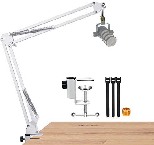 Rakkitomato Rode Podmic White Boom Arm, Mic Desk Stand, Compatible with Rode Podmic, Perfect for Podcasts, Gaming, Recording