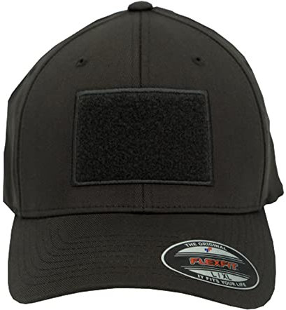 Café Viereck ® Unisex Flexfit Wooly Combed Tactical Cap – graue Cap mit Flauschfläche für Klett Patches (9 x 6 cm) – für Männer und Frauen (Grau L/XL (57-61 cm))