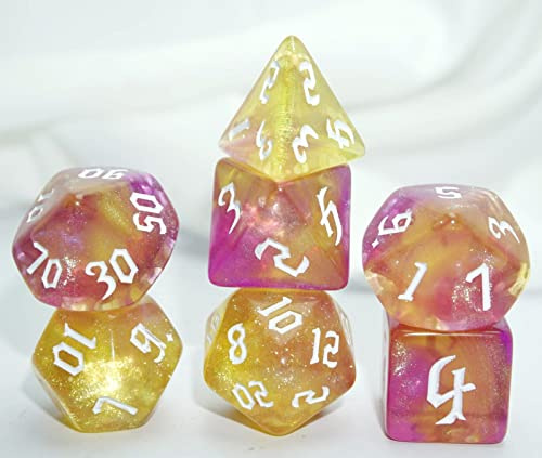 Dice4friends Würfelset Galaxy: Citrin Rose (7)