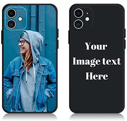 AnNengJing Custom Soft Liquid Silicone Cases Full-Body Protective Personalized Photo Name Text Logo Phone Cover for iPhone 12 mini Black