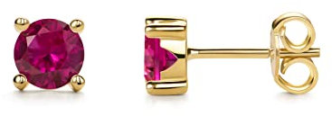 14 Karat 585 Gelbgold Ohrringe Hochglanz Solitär Ohrstecker mit Rubin
