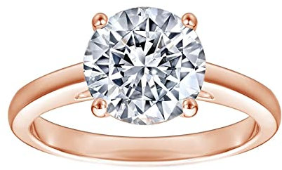 Homxi Damenring 925 Silber,Verlobungsring 4 Zinken mit Rund 8x8MM Solitär Zirkonia Rosegold Damen Hochzeit Gr 54 (17.2)