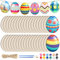 50 Stück Ostern Handwerk Kunsthandwerk Holz Ostereier Holz-Ostern Ornamente Basteln DIY Anhänger für Kinder Unvollendete Ostern Hängende Holzscheiben mit Bemalen Set für Party Osterfeier Dekor,8x6cm