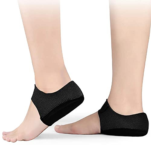 2PCS Heel Protectors, Heel Cups for Plantar Fasciitis | Thickened Gel Heel Cushion Pads for Blisters, Cracked Heels Spur Feet Relieve Heel Pain, Adjustable Heel Cushion Pads,Black