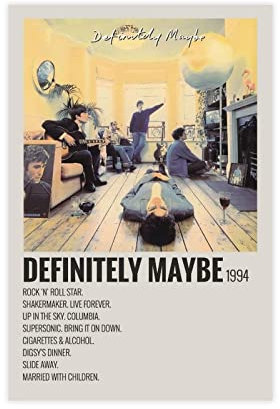 Pop Music Definitely Maybe Cover Leinwand Poster Wandkunst Dekor Druck Bild Gemälde für Wohnzimmer Schlafzimmer Dekoration Rahmen Stil 40 x 60 cm