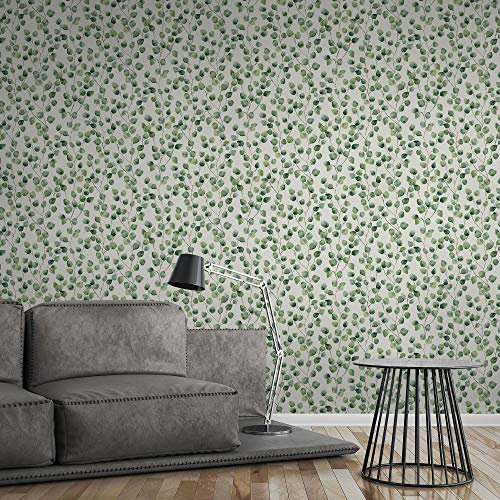 BRICOFLOR Blumen Tapete | Blätter Tapete in Weiß und Grün | Ranken Tapete mit Wasserfarben Design | Florale Vliestapete in Aquarell Optik für Schlafzimmer und Esszimmer