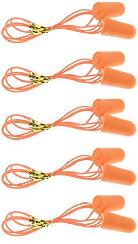 Lot de 5 paires de bouchons d'oreille souples avec cordons - Protection auditive réutilisable - Avec étui de transport - Facile à nettoyer et à ranger, One Size, Autres pierres précieuses