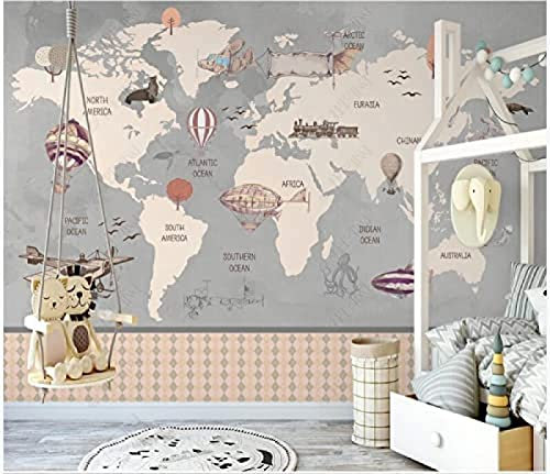 XLMING Hand Drawn Nautical Hot Air Balloon Kids Room 3D Non Woven Bathroom Wallpaper-400cm×280cm