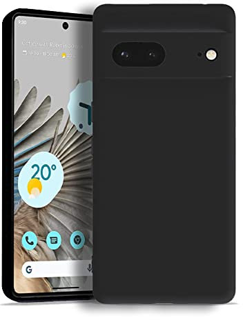 KRUSKY Liquid Silicone Case for Google Pixel 7 5G 6.3'', Soft Gel Rubber Anti-scratch Shockproof Slim Full Body Protection Phone Case Cover Compatible with Google Pixel 7 (2022) (Black)