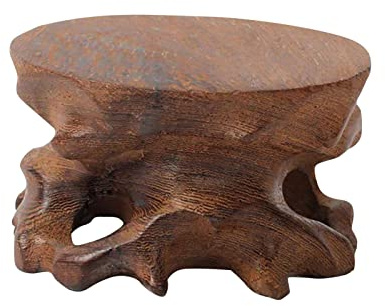 Fonowx Display Stand Vase Base Vintage Style Teapot Base Aquarium Display Stand Circular Wood Base for