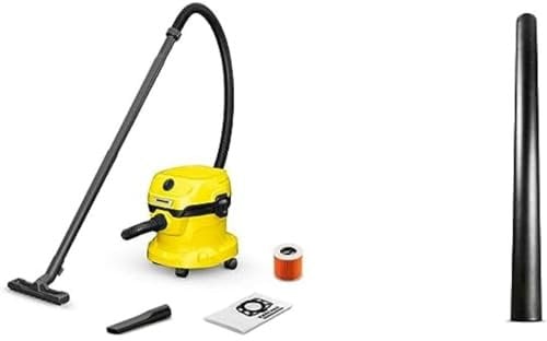 Bundle of Kärcher Wet & Dry Vacuum Cleaner WD 2 Plus, blowing function, power: 1000w, plastic container: 12 l, suction hose: 1.8 m, incl. cartridge filter + WD Extension Suction Tube