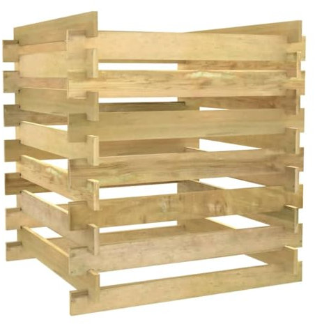 vidaXL Compostador de Listones Compost Fertilizante Patio Terraza Balcón Contenedor de Compostaje Caja Abono 90x90x90 cm Madera Pino Impregnada