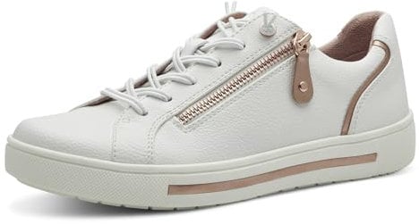 Jana Damen 8-23660-42 Sneaker, White Rosegold, 37 EU