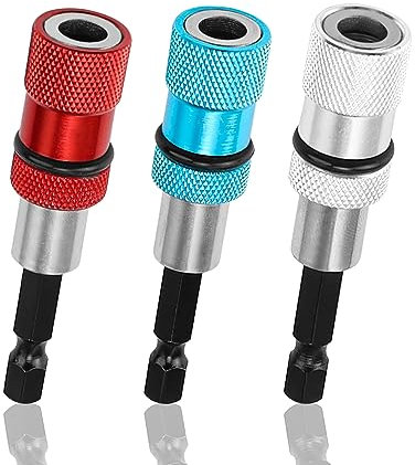 AMONENZ 3 Pezzi Porta Inserti Magnetico, 1/4 Inserto per Cartongesso, Portainserti Sgancio Rapido Profondità Vite Regolabile, per Punte Trapano con Codolo Esagonale