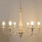 LynPon Holz Bauernhaus Kronleuchter Distressed Weiß, französische Landhaus Industrie lampe 6-flammig Vintage Rustikale Retro Pendelleuchte für Esszimmer, Wohnzimmer, Schlafzimmer