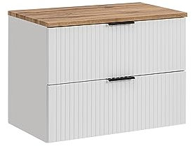 Mueble de Lavabo 80 cm ADEL White, Mueble de Lavabo con encimera o Lavabo Empotrado, Mueble de Lavabo Blanco,Puertas fresadas, Muebles de baño (con encimera)