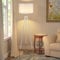 ZMH Living Room Floor Lamp Modern Floor Lamp with Wood - E27 Socket Floor Lamp Bedroom Floor Lamp Country Style Floor Lamp Fabric White Shade Tripod Floor Lamp 124cm for Room Office Hotel