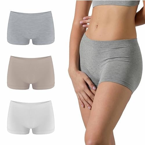 Risalti Boxer Bambou 3 Pcs - Culotte Respirante, Shorty Douce, Caleçon Femme, Panty, Boxer sans Couture - Made in Italy
