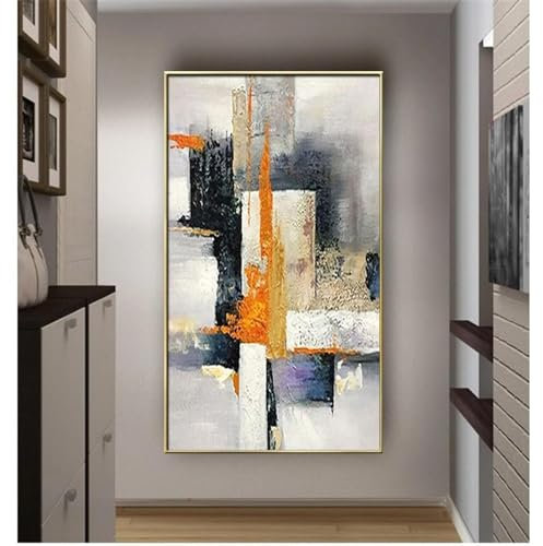 HOLEILUCK Tableau d'art mural géométrique moderne abstrait vertical pour salon, porche, entrée, décoration de grande taille, impressions d'art sans cadre 80 x 155 cm/31 x 61 pouces sans cadre
