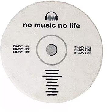 ZIRYXQ CD-Disc-Bodenmatte, kreative Musikaufnahmen, runder Teppich, CD-förmiger Teppich, rutschfest, superweich, saugfähig, für Schlafzimmer, Wohnzimmer, Heimdekoration