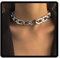 Carufin Punk Dicke Kette Halskette Kubanische Link Kette Hip-Hop Choker Halsketten Schmuck für Frauen Mädchen (Silber)