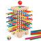 Montessori Game Wooden Board Game, 42 Colorful Wooden Sticks Dice Game Math Educational Toys for Kids Age 3+