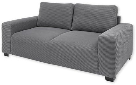 ELBA Big Sofa in Cord-Optik, Ash - Bequeme Wohnzimmer 2-Sitzer Couch - 214 x 93 х 113 cm (B/H/T)