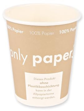 FRANZ MENSCH NATUREStar Bio Kaffeebecher Only Paper, 200 ml / 8 oz, ø 80 mm | Pappe, 1000 Stück, Coffee to go, Getränkebecher Einweg, für Heißgetränke und Kaltgetränke