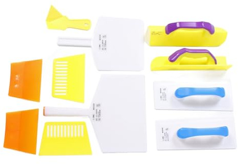11-teiliges Kunststoff-Trockenbau-Kellen-Set, Flexibel, Innen und Außen, Eckkelle, Spachtelmesser, Schaber für Wand, Fenster, Fliesen, Putz, Oberflächenreinigung